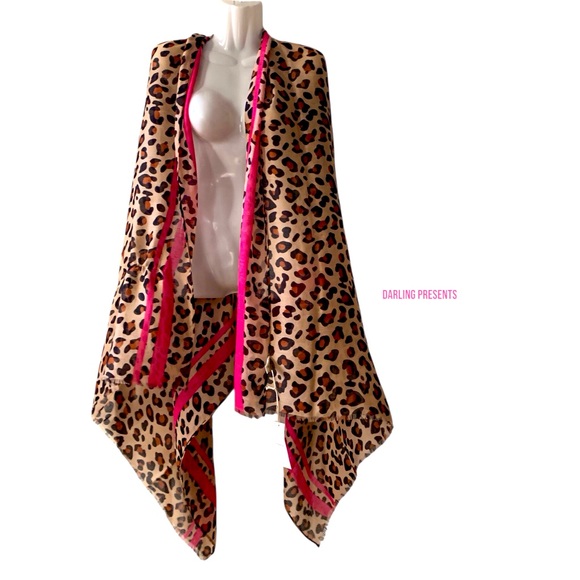 MACCHIA DI RUGGINE LEOPARD PRINT SCARF WOMEN SIZE 37 X 75 - Picture 4 of 9